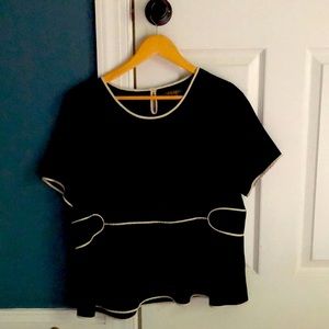 Vintage crepe top, black.